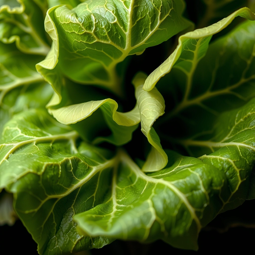 Intricate green leaf textures