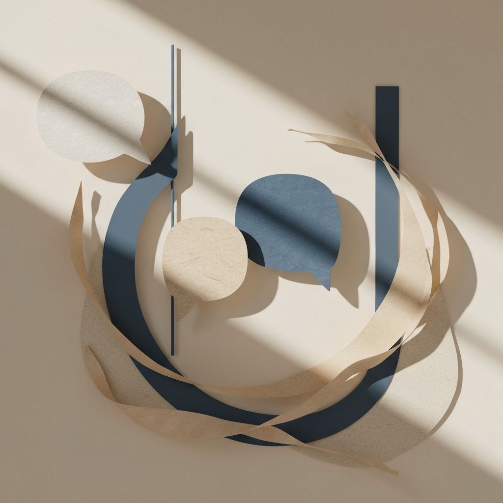 Abstract peaceful composition representing connection and communication with textured natural materials and warm neutral tones